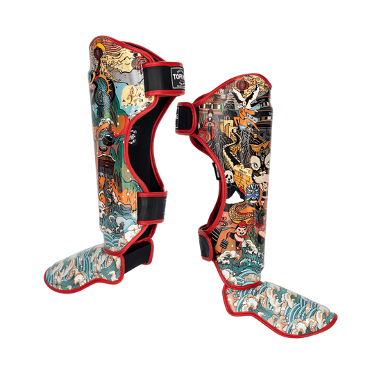 Top King Shin Guards Chinese Culture Red