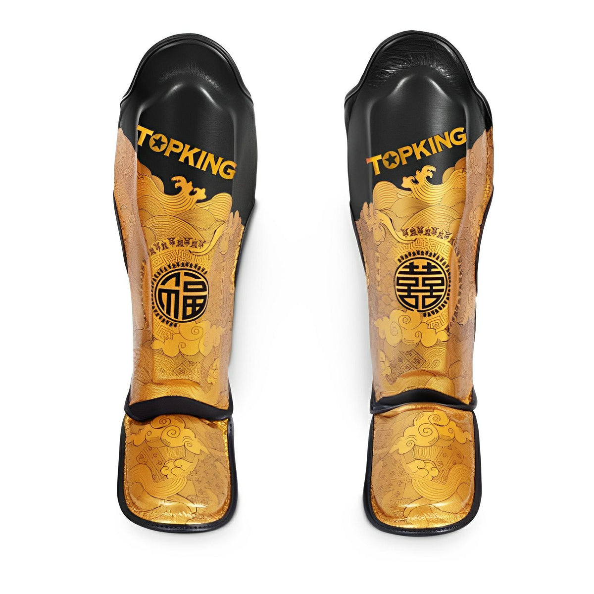 Top King Shin Guards Chinese Heritage Black Gold