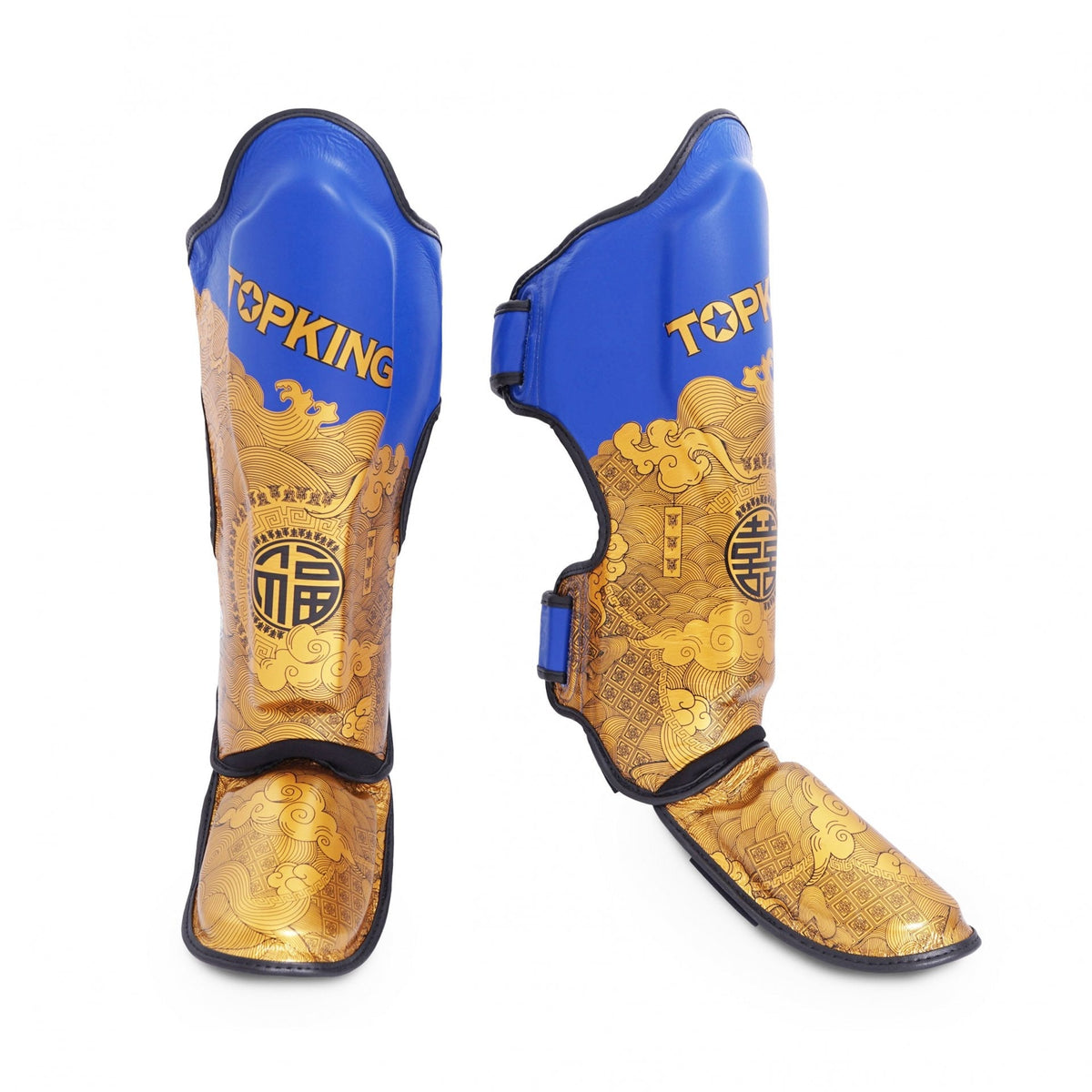 Top King Shin Guards Chinese Heritage Blue Gold