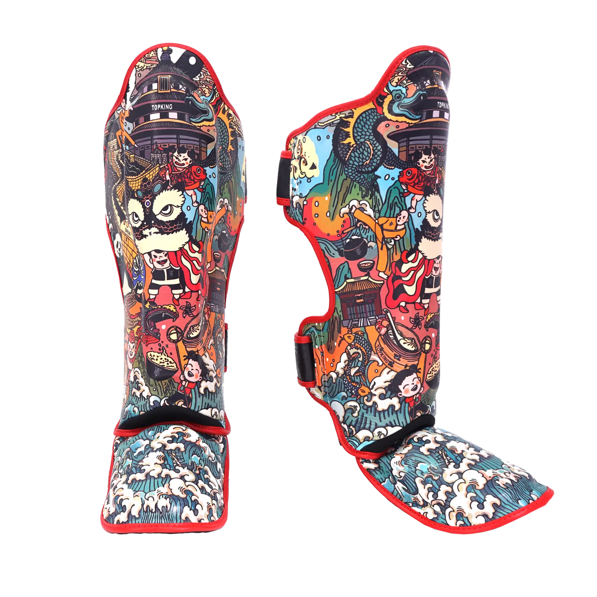 Top King Shin Guards Chinese Culture Red