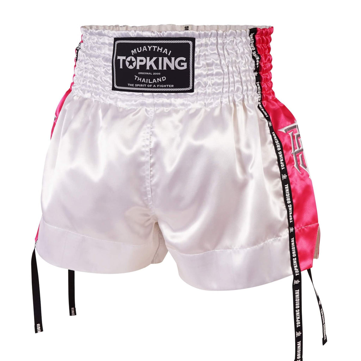 Top King White & Pink Muay Thai Shorts