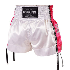 Top King White & Pink Muay Thai Shorts